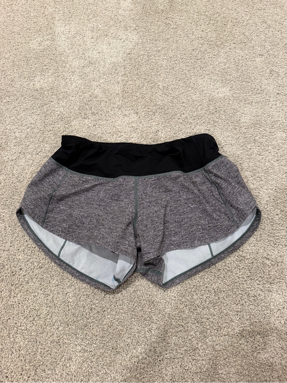 lululemon athletica Heather Gray Running Shorts with Black Waistband